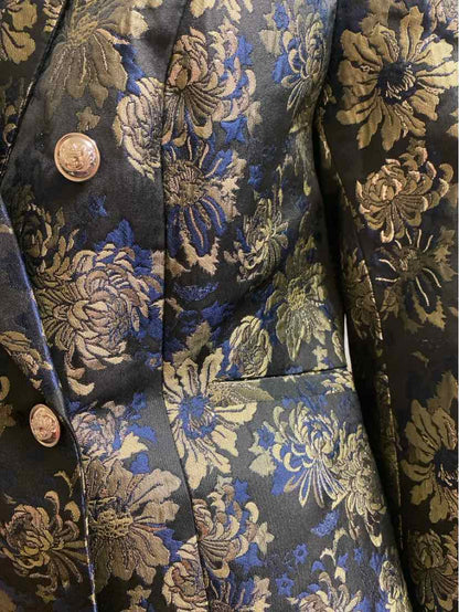 Venus Size 14 (Large) Blue/Gold Print Blazer