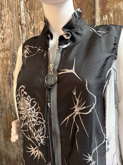 IC by Connie Size Large Black & Silver Print Dress