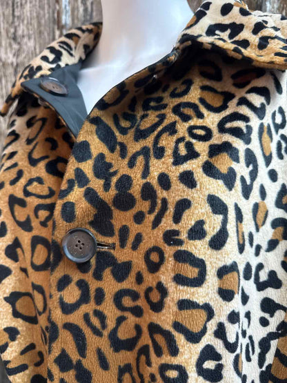 Dennis by Dennis Basso Size 1X Black/Animal Print Rain Jacket