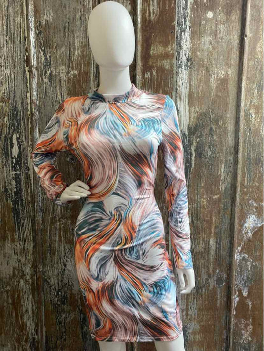 Fashion Nova Size Extra Large Orange print Dress