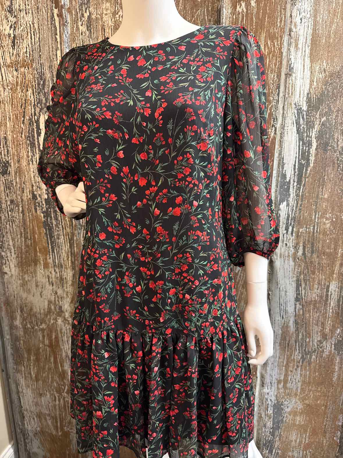 Calvin Klein Size 10 (Medium) Black & Red Dress
