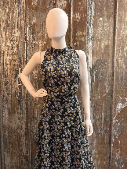 Sam Edelman Size 12 (Large) Black Floral Dress