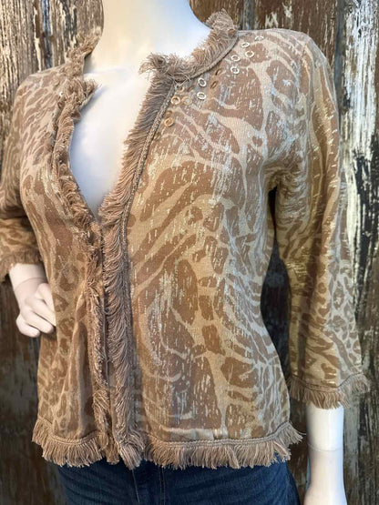 Chico's Size small Brown Print Cardigan