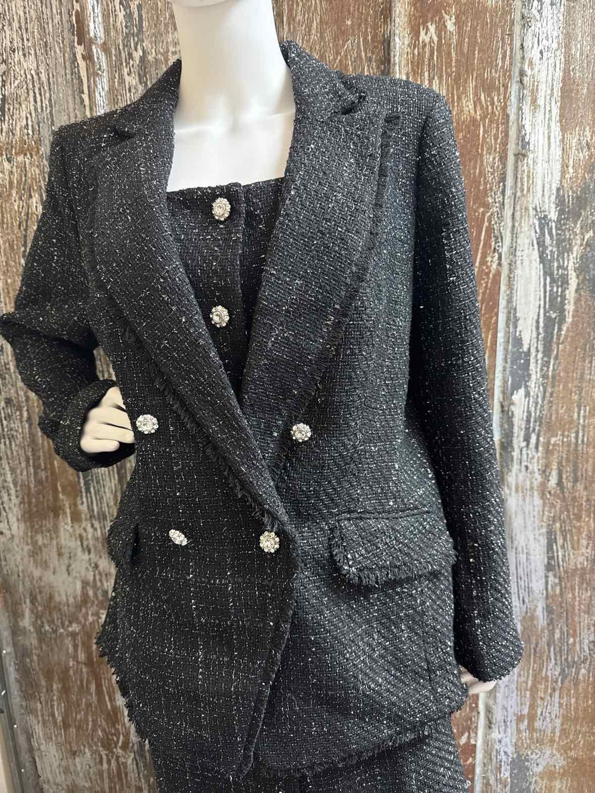 Talbots Size 16 (Extra Large) Black Tweed 2 PC Dress