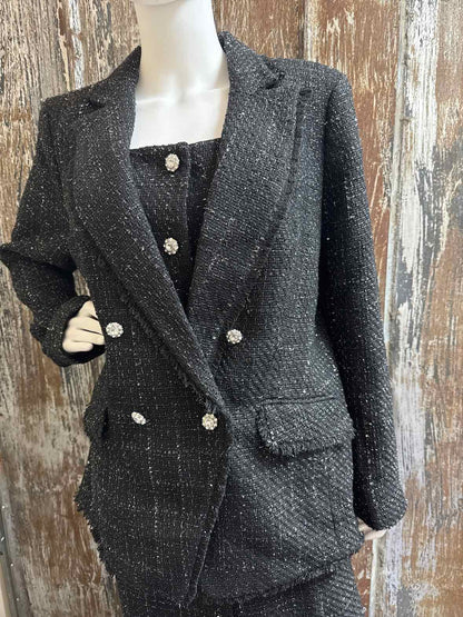 Talbots Size 16 (Extra Large) Black Tweed 2 PC Dress