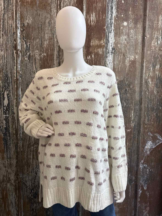 CJ Banks Size 1X White/Pink Sweater