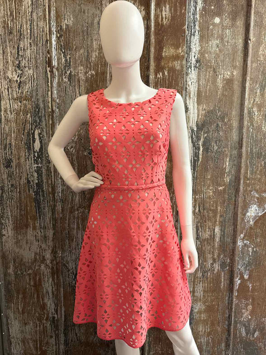 Adrianna Papell Size 10 Petite (Medium) Coral Dress