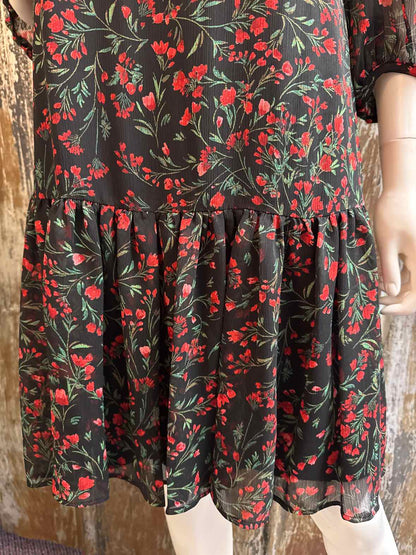 Calvin Klein Size 10 (Medium) Black & Red Dress