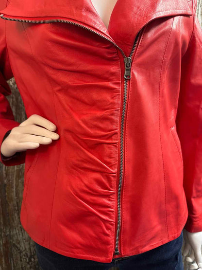 Roberto Cavalli Size Extra Large Red Vintage Leather Jacket