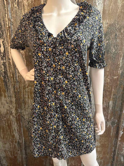 Madewell Size small Black/Yellow Floral Dress