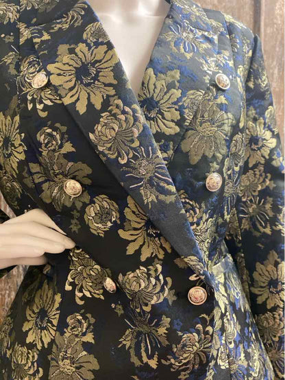 Venus Size 14 (Large) Blue/Gold Print Blazer
