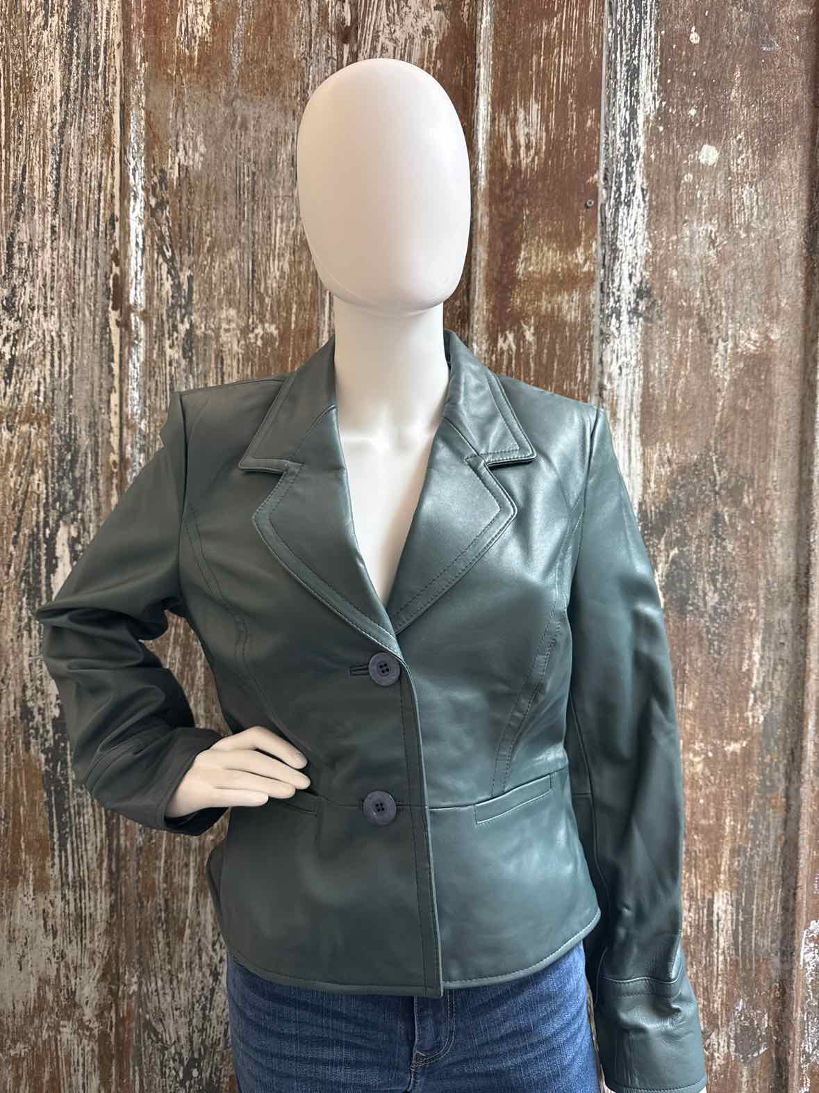 i.e.petite Size Large Petite Teal Leather Jacket