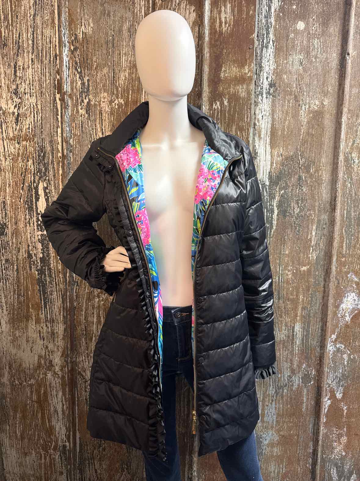 Lilly Pulitzer Size 16 (Extra Large) Black Coat