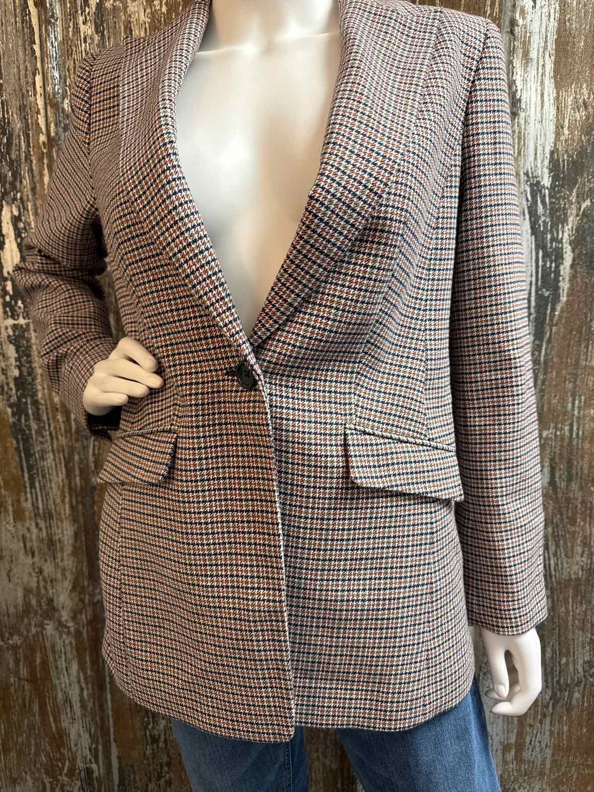 Talbots Size 4 (Small) Brown Houndstooth Blazer