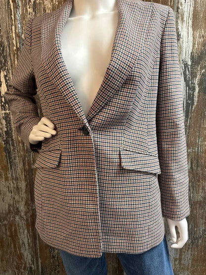 Talbots Size 4 (Small) Brown Houndstooth Blazer