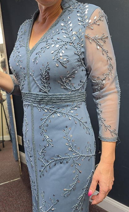 Adrianna Papell Size 10 Petite (Medium) Blue Evening Dress