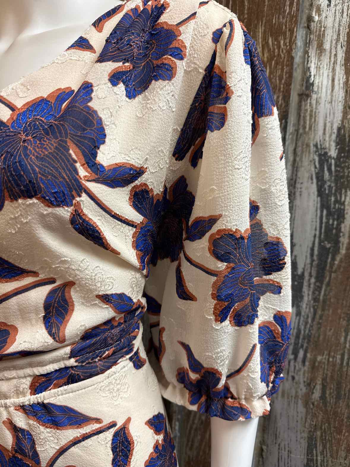 Draper James Size 2X Blue/Tan Floral Dress