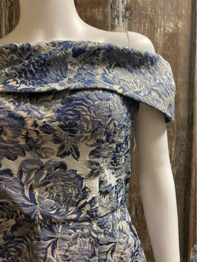 Alex Evenings Size 6 (Small) Blue Floral Evening Dress