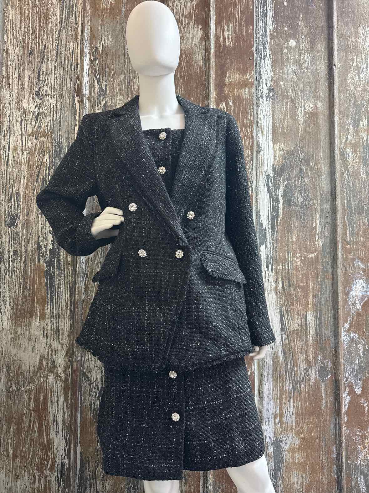 Talbots Size 16 (Extra Large) Black Tweed 2 PC Dress