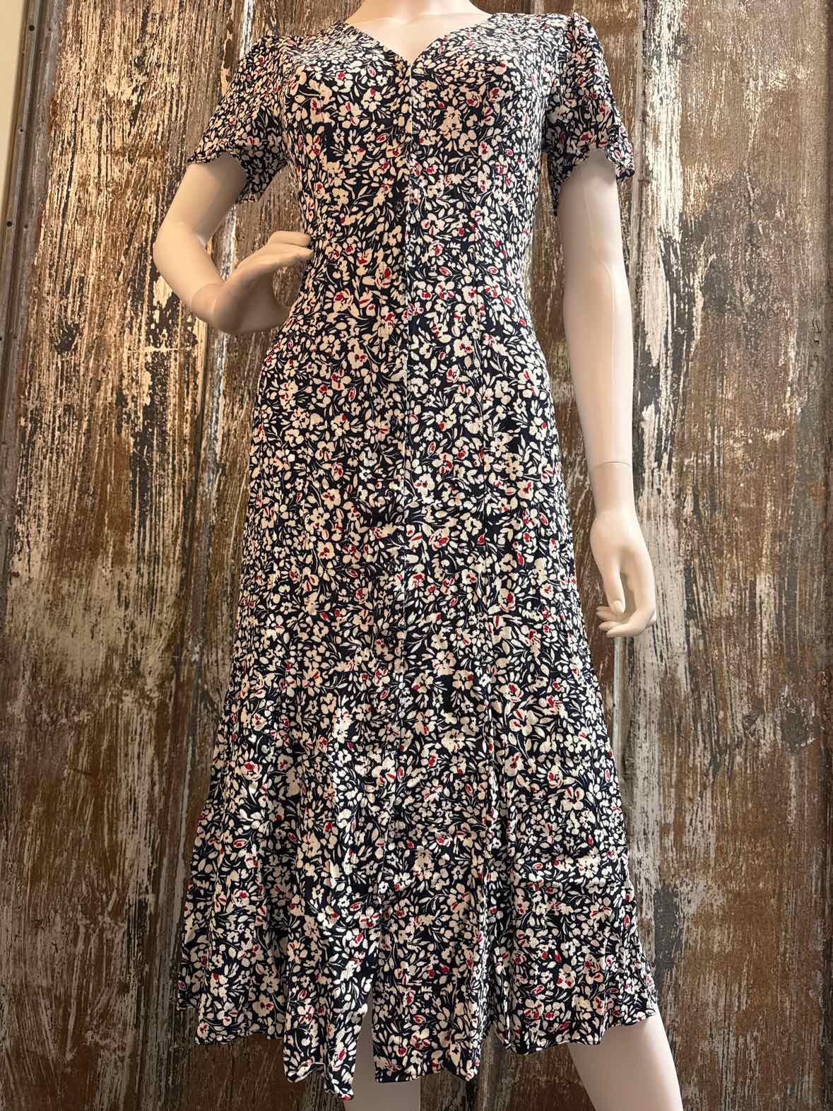 Madewell Size 00 (Extra Extra Small) Navy/Red Print Dress