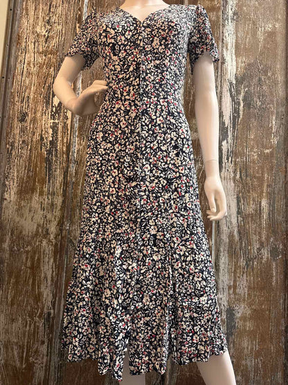 Madewell Size 00 (Extra Extra Small) Navy/Red Print Dress
