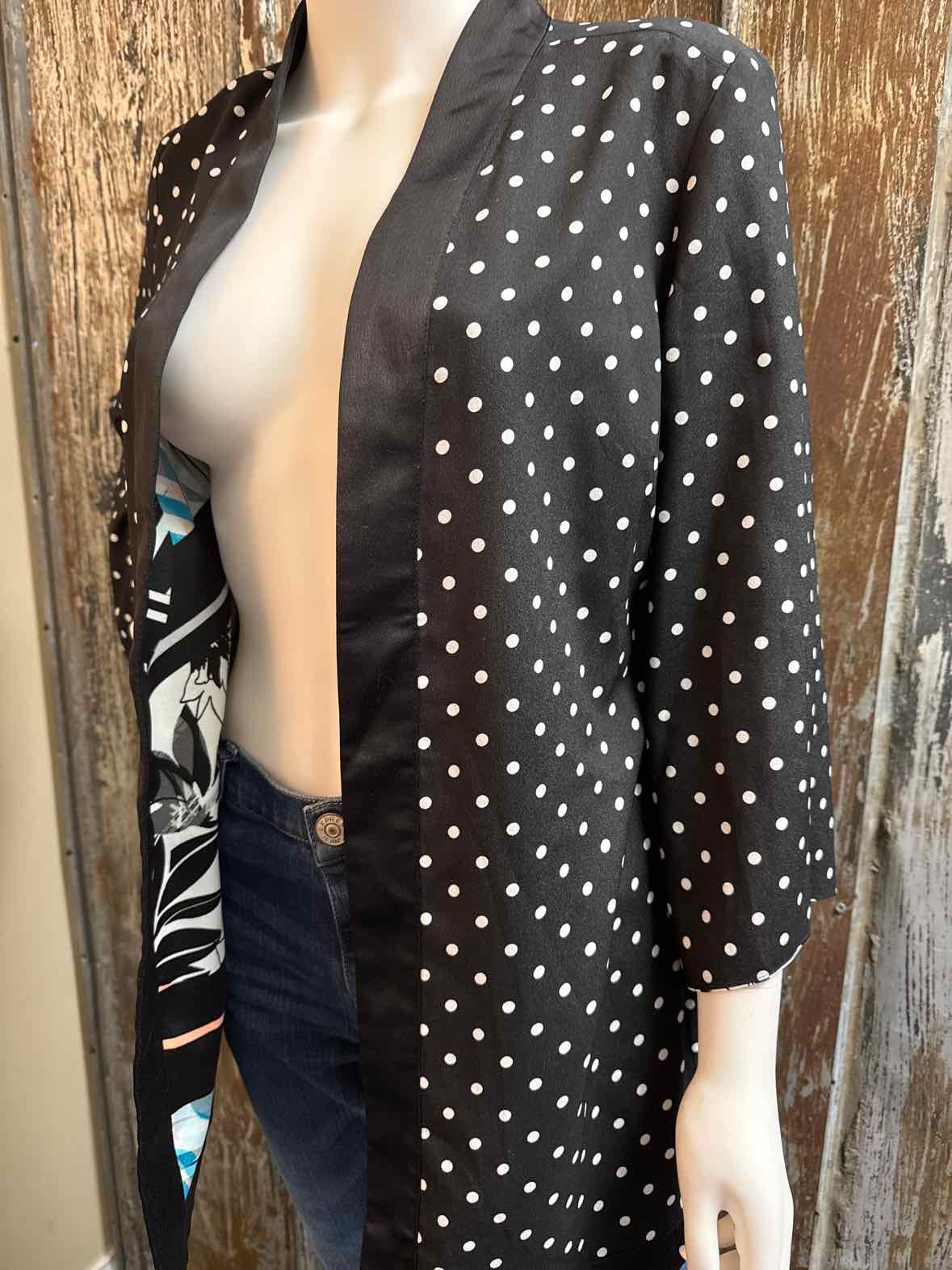 Chico's Size Small/Medium Pink Print/Black Polka Dot Jacket