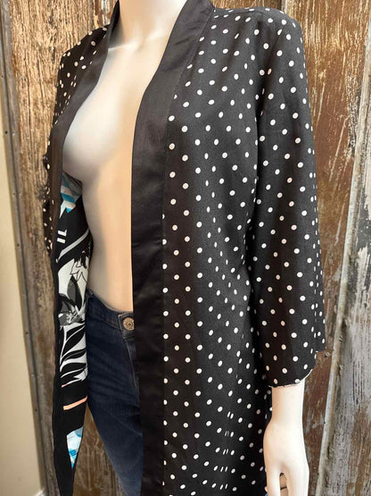 Chico's Size Small/Medium Pink Print/Black Polka Dot Jacket