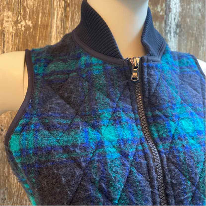 Talbot's Size Small Petite Blue Plaid Vest