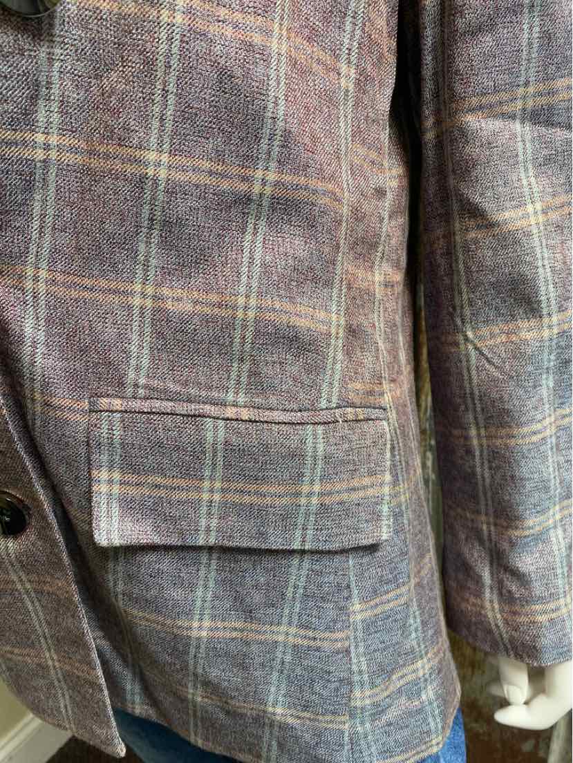 New York & Company Size Large Maroon Plaid Blazer