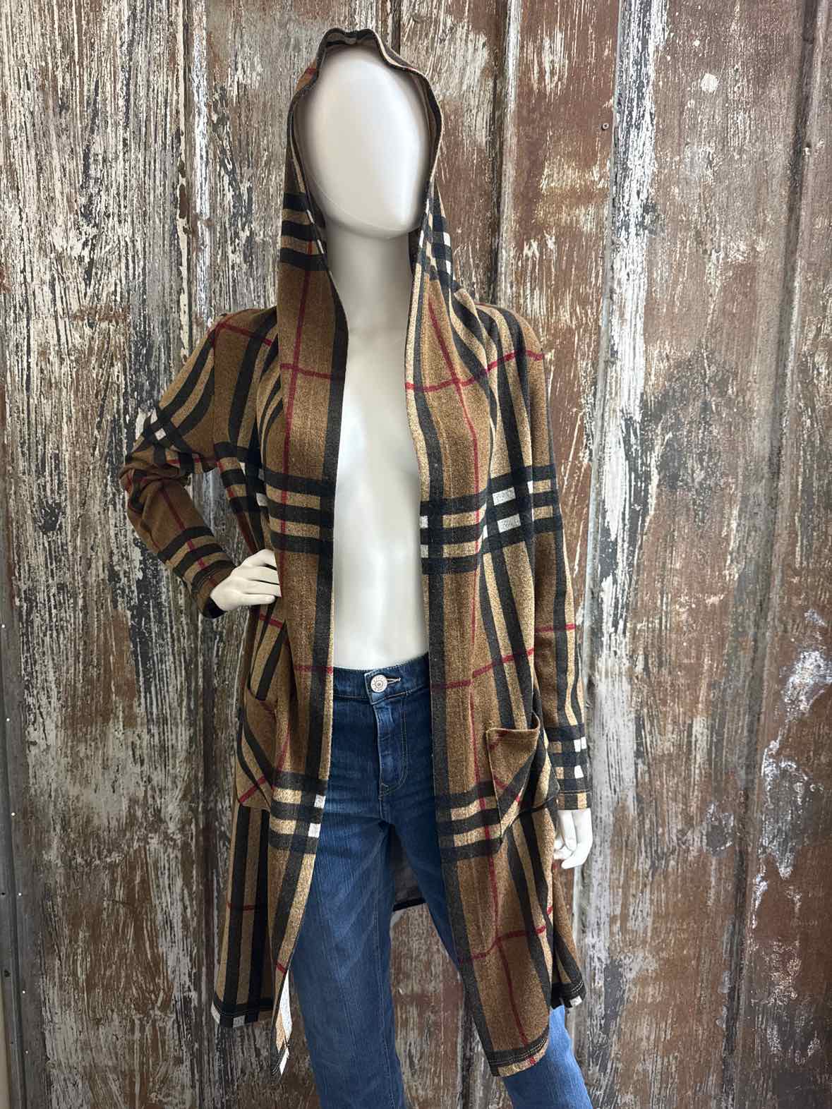 frank lyman Size 8 (Medium) Brown Plaid Cardigan