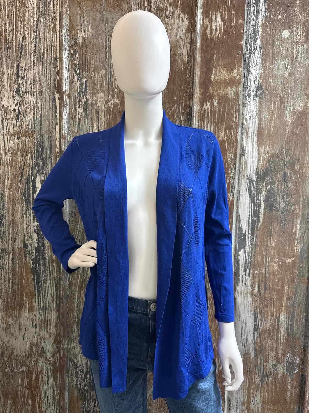 Kasper Size Medium Petite Blue Cardigan