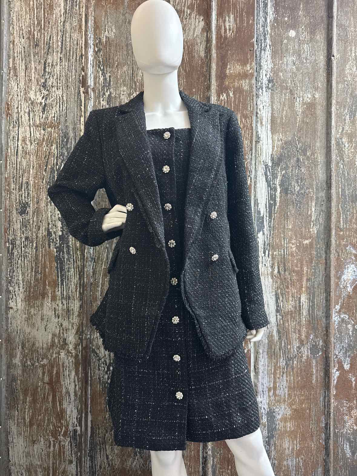 Talbots Size 16 (Extra Large) Black Tweed 2 PC Dress