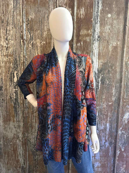 Ali Miles Size Medium Blue Print Cardigan