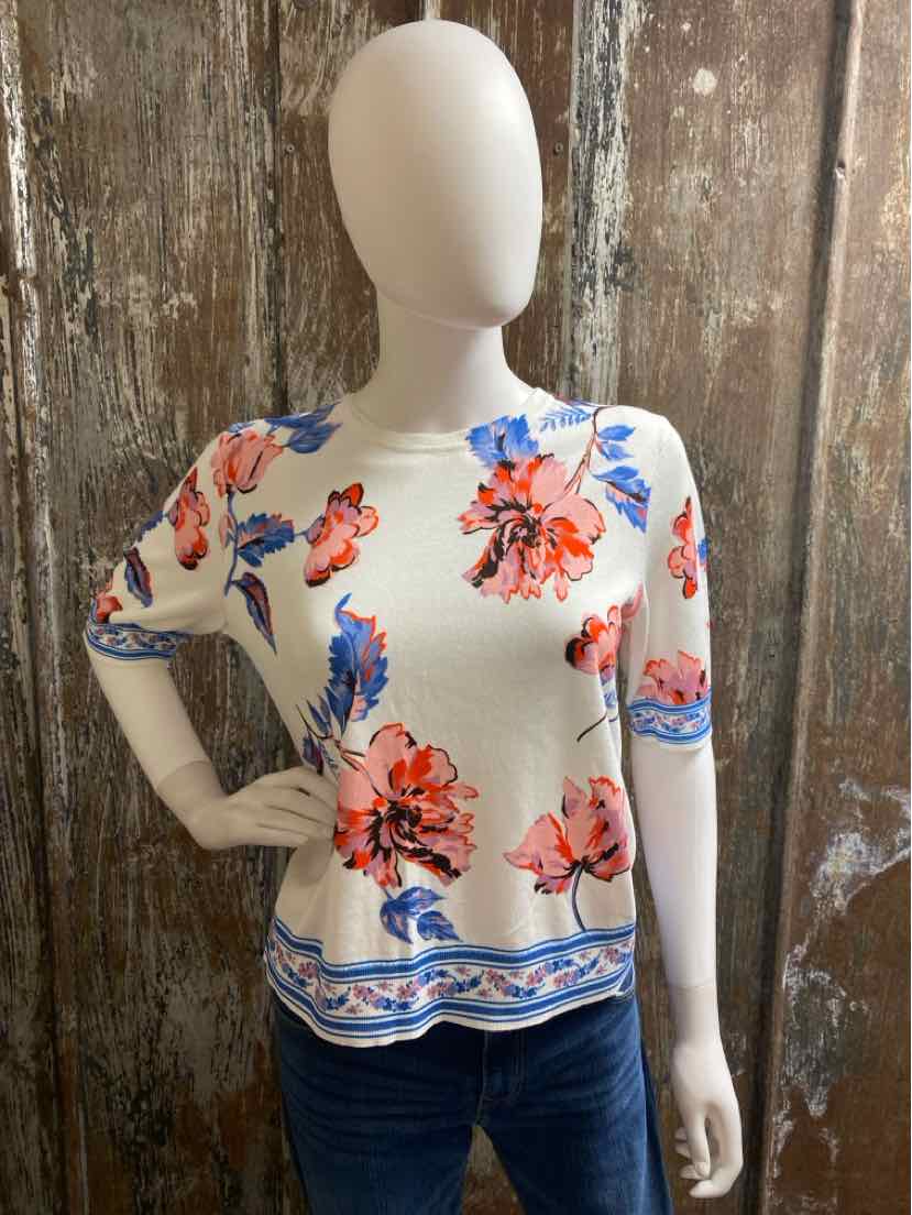 Talbots Size Medium Petite Blue & Pink Floral tops