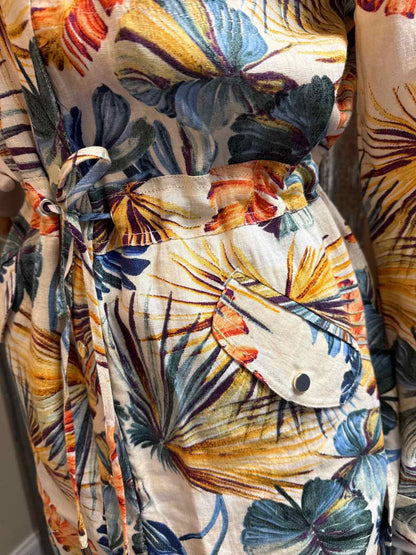 Chico's Size Medium Tan/Green Print Jacket