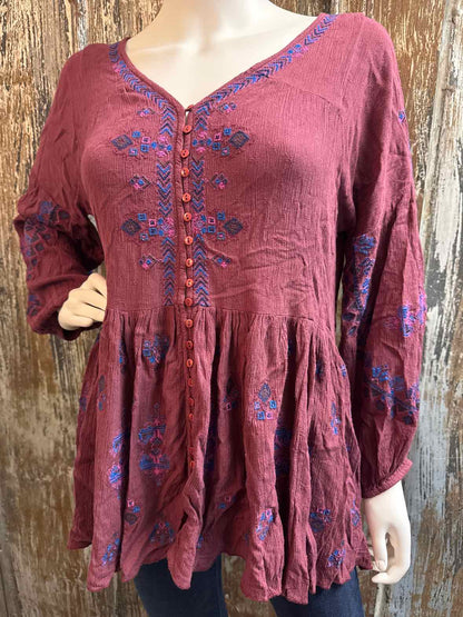Free People Size extra small Burgundy Tunic