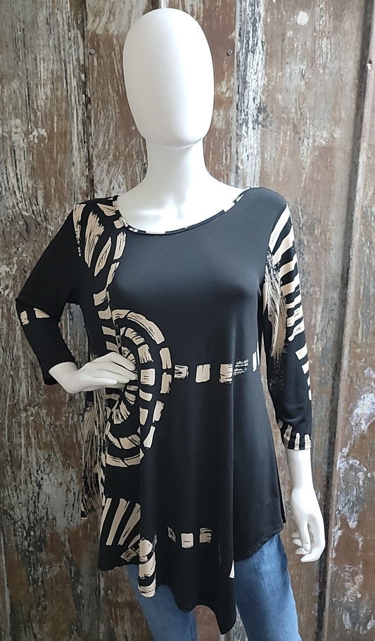 Clara Sun Woo Size small Black & Beige Print Tunic