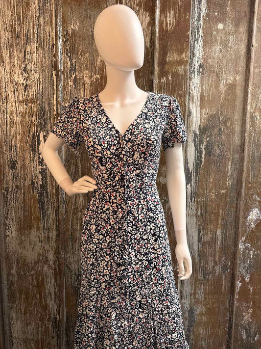 Madewell Size 00 (Extra Extra Small) Navy/Red Print Dress