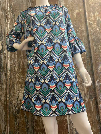 Tracy Negoshian Size Medium Blue Print Dress