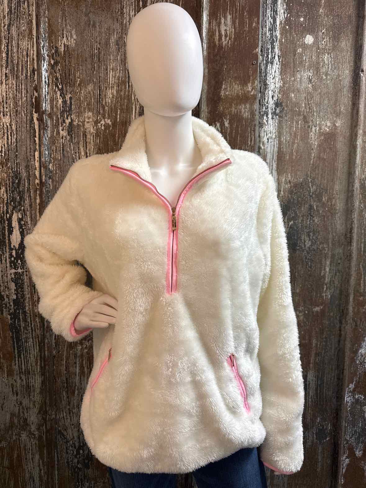 Lilly Pulitzer Size Extra Large White/Pink Fleece Top