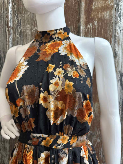 Lulus Size Extra Large Orange/Black Floral Dress