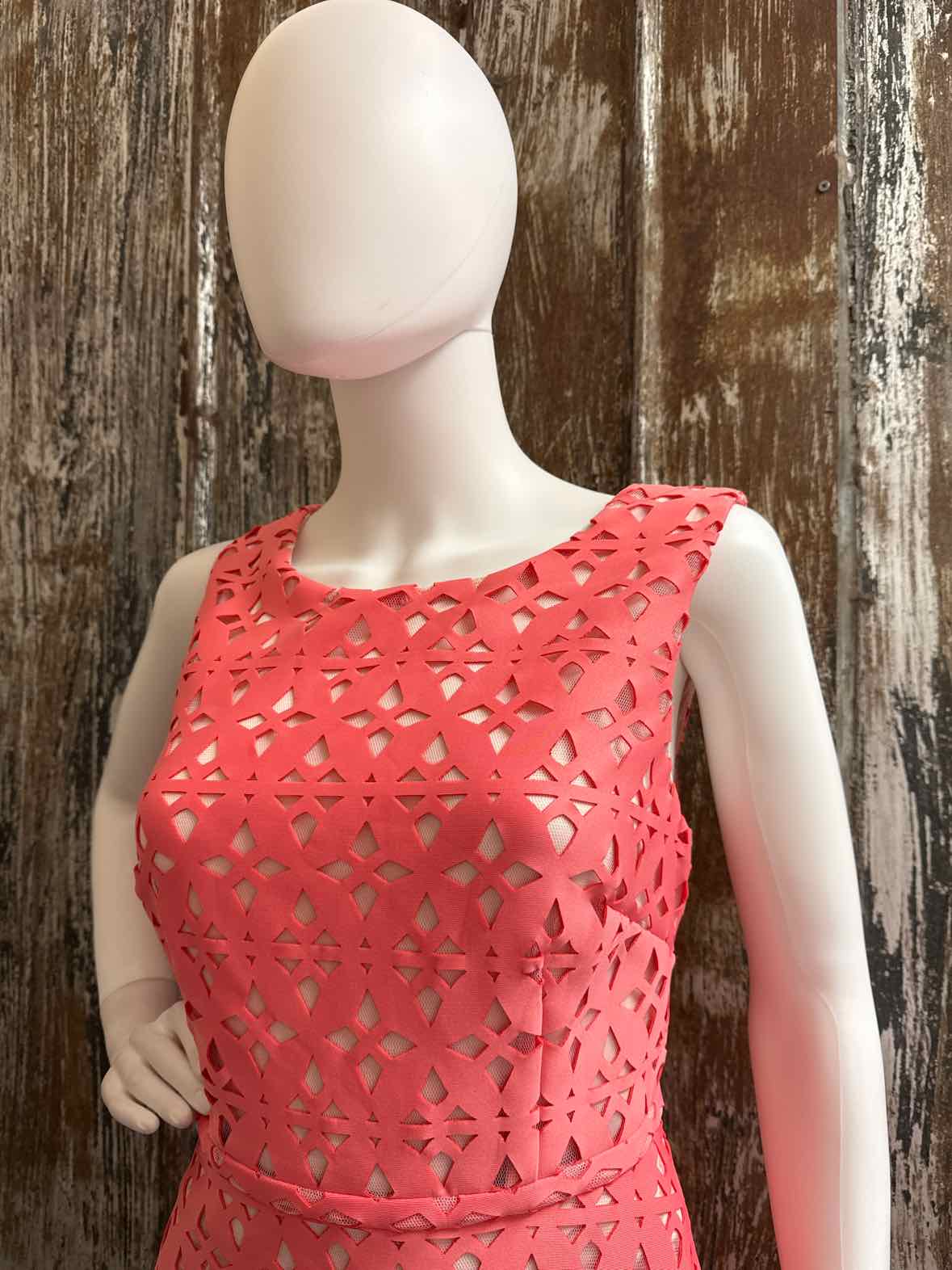 Adrianna Papell Size 10 Petite (Medium) Coral Dress