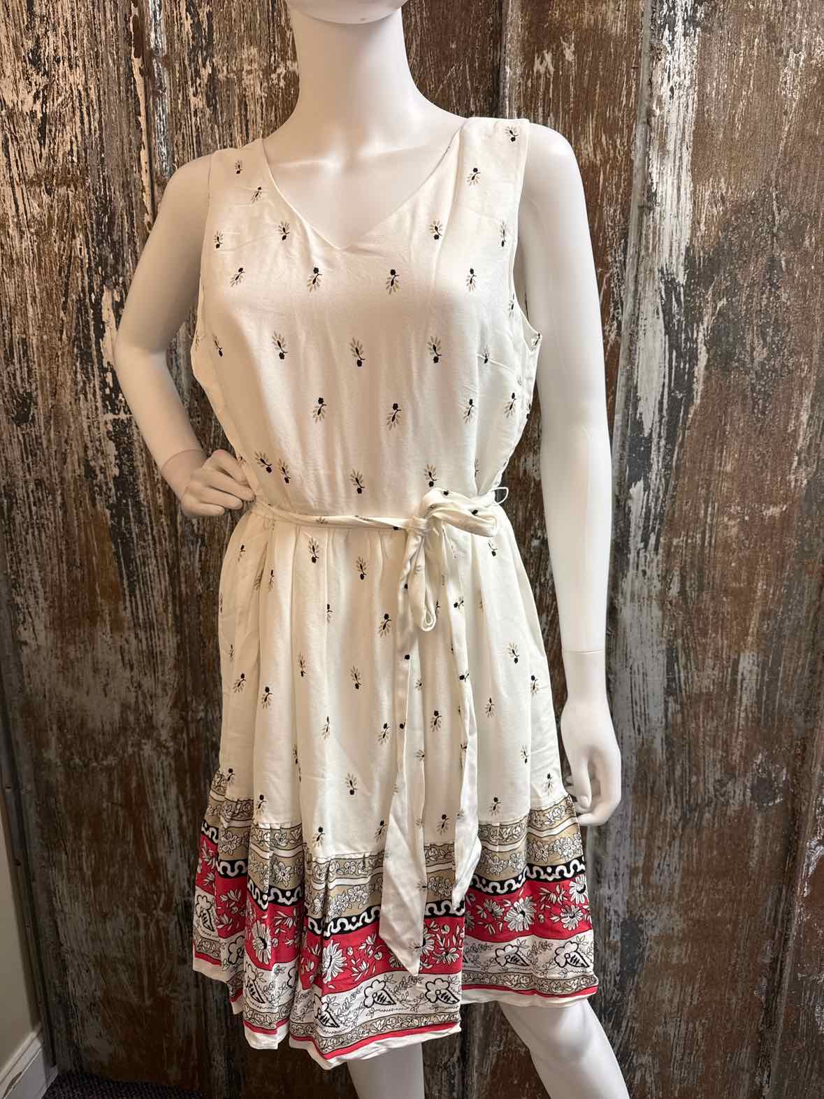 Loft Size 8 (Medium) White Print Dress
