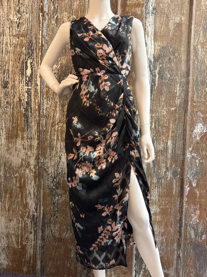Joseph Ribkoff Size 6 (Small) Black Floral Print Dress