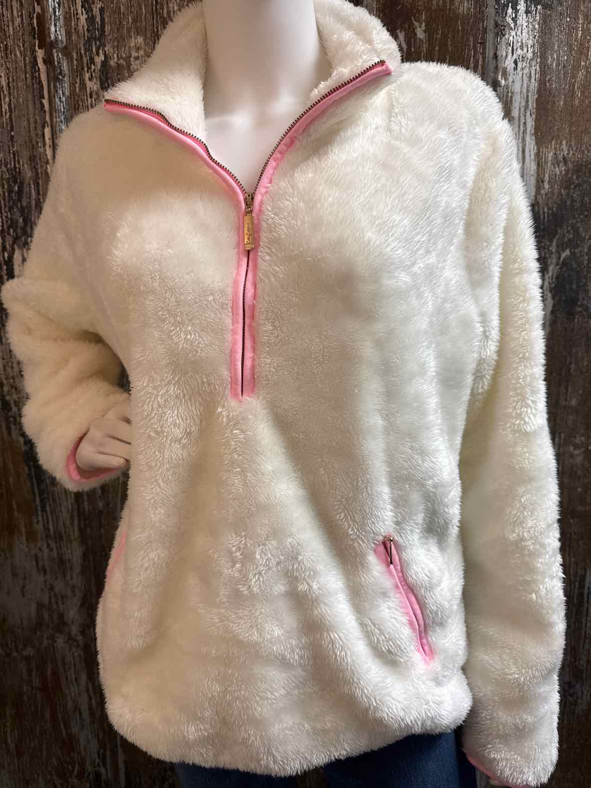 Lilly Pulitzer Size Extra Large White/Pink Fleece Top
