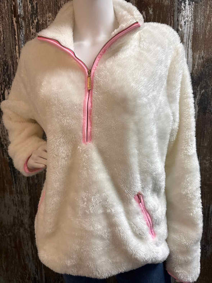 Lilly Pulitzer Size Extra Large White/Pink Fleece Top