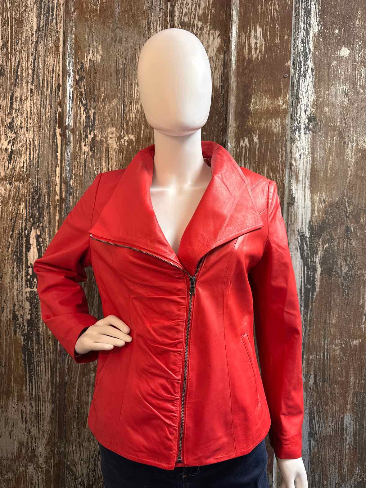 Roberto Cavalli Size Extra Large Red Vintage Leather Jacket