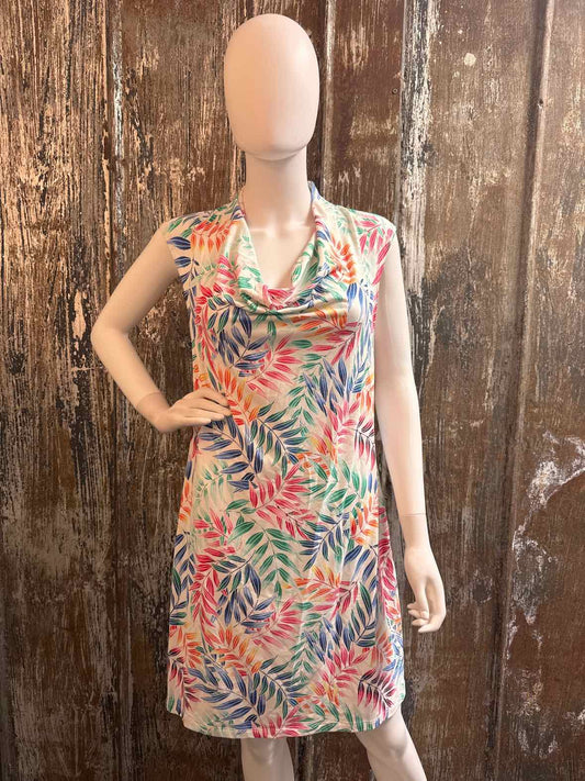 Tommy Bahama Size Medium Green Multi Color Print Dress