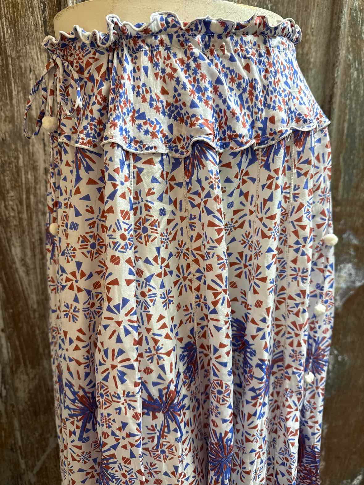 Poupette St Barth Size Large (12/14) Blue/Red Print Skirt