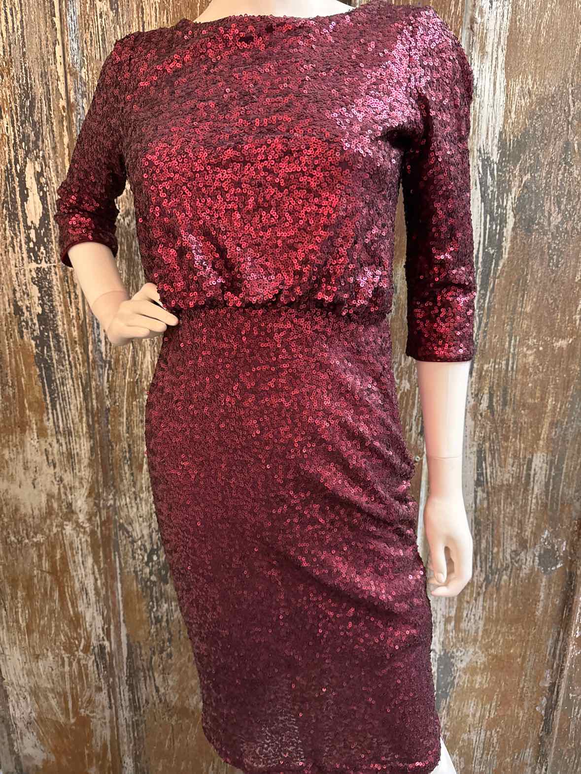 Badgley Mischka Size 6 (Small) Burgundy Dress